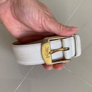 YSL Vintage White Leather Belt Size 40